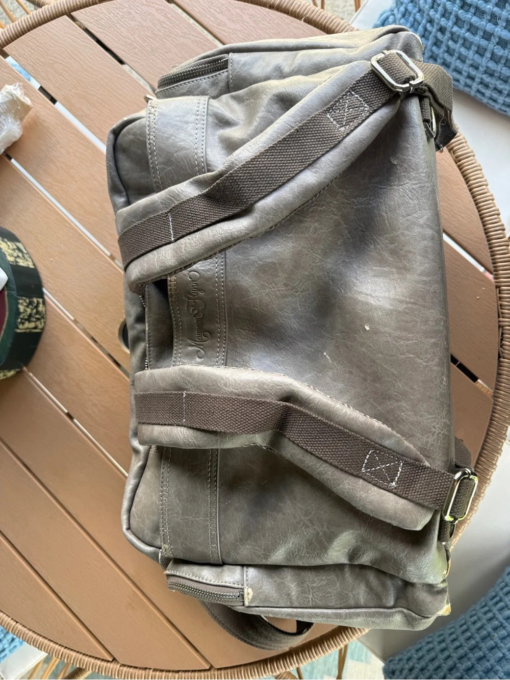 House of Flynn Leather-Style large Camera Bag - Gray